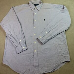Ralph Lauren Button Down Shirt Mens L Blue Good Gingham Blake Long Sleeve Cotton